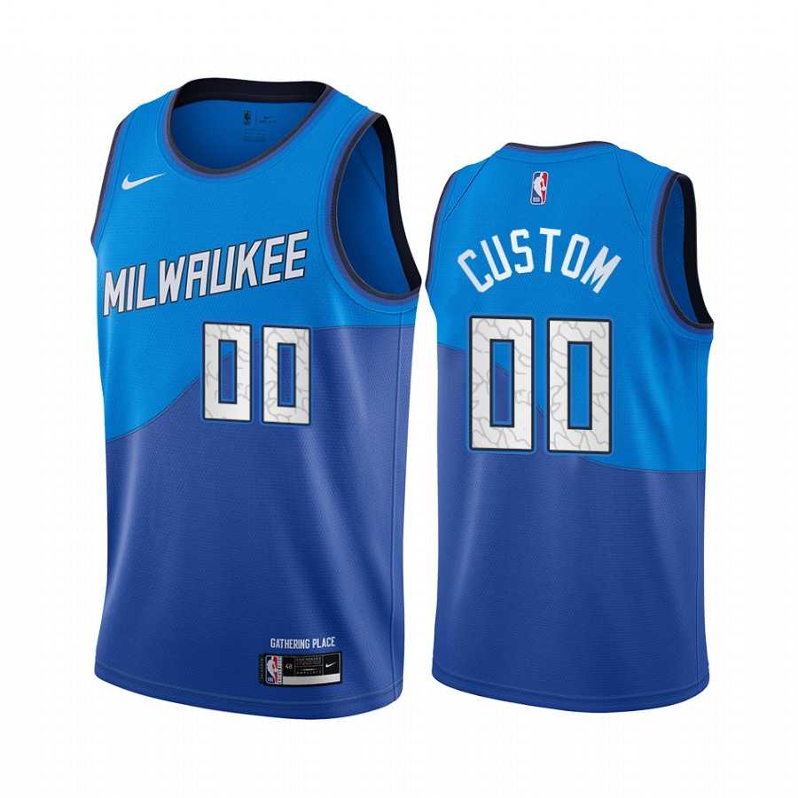 Men & Youth Customized Milwaukee Bucks Swingman Blue Nike 2020-21 City Edition Jersey